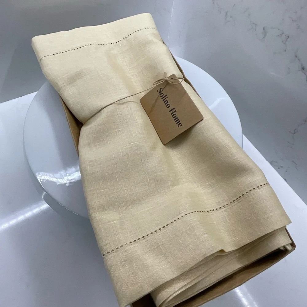 Solino Home Linen Table Runner 100% Champagne Beige 14” x 120”